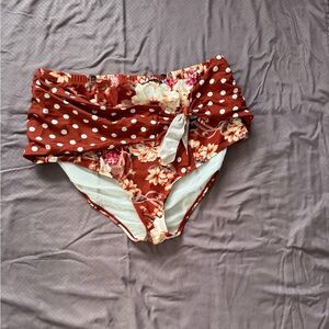 Torrid Red Floral and Polka Dot Bikini Bottoms